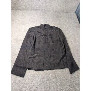 Shanghai Tang Black Silk Brocade Mandarin Collar Jacket Size 10